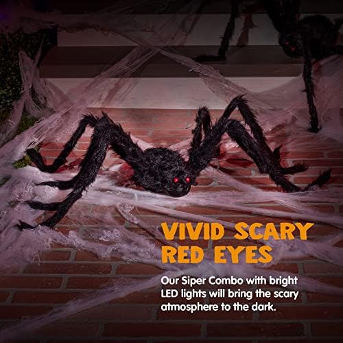 JOYIN 2 PACK 47 ‘'Halloween Реални влакнести пајаци Сет, Ноќта на вештерките пајаци реквизити, големи застрашувачки пајаци со прилагодливи