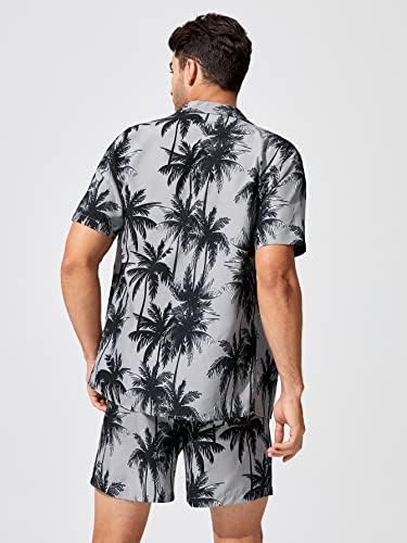 Тропски принт на мажите Вердуза Хавајски поставува 2 парчиња копче за облека надолу и шорцеви