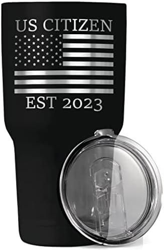 Нови Подароци ЗА Граѓани на САД 2023 | 30oz Челична Патна Гимнастика За Кафе Или Ладни Пијалоци | Американско Знаме Државјанство Честитки