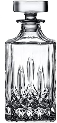 Џиниси кристално стакло без олово транспарентен Виски Декантер Дијамантски Печатење Алкохол декантер стакло за Бурбон Скоч, 25.36 мл