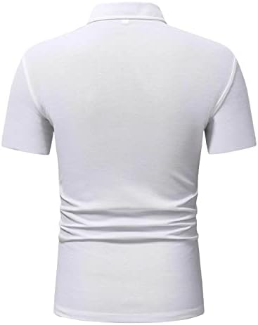 HDDK Mens Golf Polo кошули, летни ленти за печатење врвови за кратки ракави тенок вклопувачки случајно копче за тешка кошула