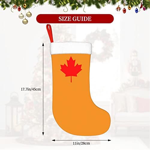 Cutedwarf знаме на Канада Божиќно порибување Божиќно декорација Класичен 18 инчи камин виси чорап