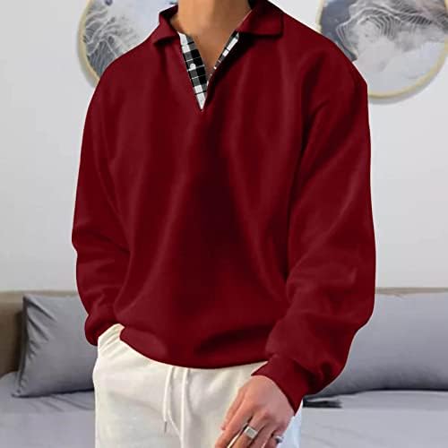 Машки долги ракави Поло кошули редовни вклопуваат карирани памучни памучни маици за голф 2022 есен зимски обичен џемпер на врвот на