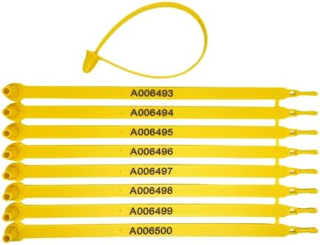 Atevtaa жолти безбедносни пластични заптивки за пластични камиони евидентно - користете за камион, приколка, нумерирани последователно