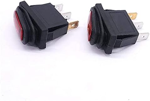 Дасеб 2pcs водоотпорен 12V црвен осветлен автомобил I/O SPST 3 пин 2 позиција AC Рокер прекинувачи за вклучување KCD3-101NW-I/O