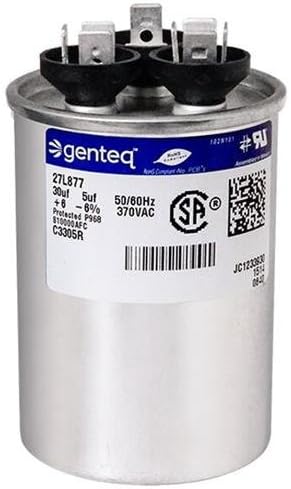 Оригинален кондензатор GE/Genteq Round 30/5 UF MFD 370 Volt 27L877, 30 + 5 MFD на 370 волти