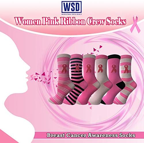60 Пара Розова Лента Свест За Рак На Дојка Чорапи За Глуждот/Екипажот За Жени