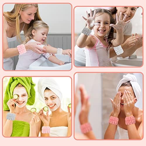 4 пара микрофибер спа -рачни ленти за миење лице, женски крпи за зглобот за миење на лице, абсорбента за миење на лицето за