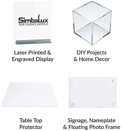 Зеробегин Транспарентен акрилен лист Плексиглас, ПММА табла, за рамки за слики, проекти за прикажување на DIY, занает, лесен за сечење,