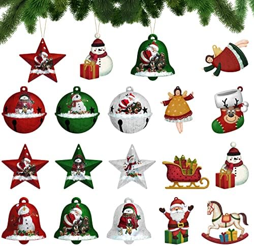 32 парчиња украси за земја за елка гроздобер украси за новогодишни елки поставени рустикални Божиќни висечки украси starsвезди