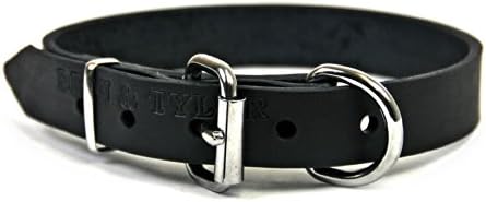 Дин и Тајлер „Б и Б“, основна кожна јака за кучиња со силен хардвер на никел-црна-големина 12-инчи од 3/4-инчи-одговара на вратот 10-инчен