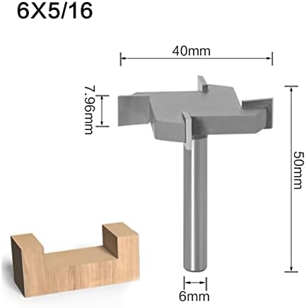 Секач за мелење на површини 1 парче 1/4 6mm Shank T слот Мил за слот за слот за слот за слот CNC T јазици и алатки за обработка на дрво