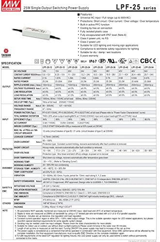 [PowerNex] Средно добро LPF-25-20 20V 1.25A 25W единечен излезен префрлување со PFC LED напојување