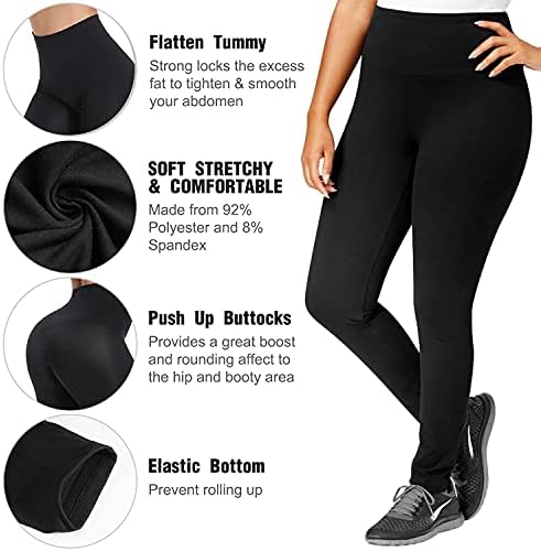 Здраво Клазмикс плус хеланки со големина за жени 1x-4x висока половината за контрола на стомакот Супер меки црни хеланки јога панталони