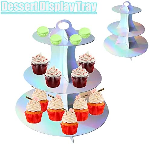 Стенд за кекс на кекс од картон Mrpapa ， 2pack Rainbow Tiered Cupcake Holder Совршен за жени девојки роденденски невестински туш Виножито забава