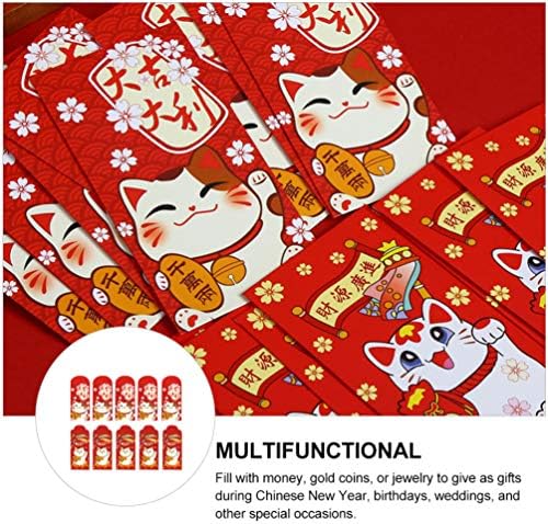 Предиво 20 парчиња Кинески Црвен Плик За Среќна Мачка Цртан Филм 2023 Црвен Пакет Нова Година Хонг Бао Црвени Пликови Пролетен Фестивал Година