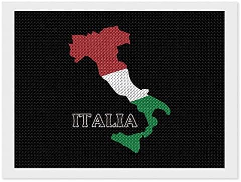 Италија знаме мапа со дијамантски комплети за сликање 5d DIY целосна вежба Rhinestone Arts Wallид декор за возрасни 8 x12