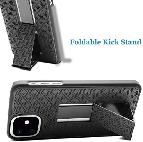 Случај Појас Клип Футрола Компатибилен Со крикет iPhone 11-Вртливата Покритие Kickstand Оклоп Комбо Капка-Доказ