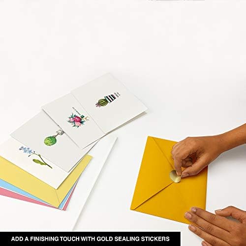 Деси 30 Размислување За Вас Картички со Коверти. 30 4х6 Инчни Картички За Белешки Со Пликови - Празно Внатре со 6 Уникатни Цветни Дизајни.