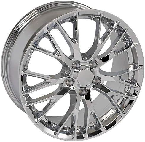 OE Wheels LLC 19 инчи бандажи одговара на Chevy Corvette 05-2018 C7 Z06 Style CV22C 20X10/19x8.5 Minds Chrome Set