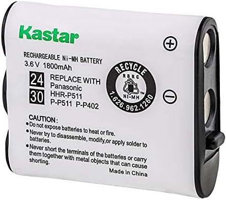 Батерија Kastar HHR-P511 / HHR-P402, тип 24 и тип 30 Ni-MH Полнење на безжични телефонски батерии 3.6V 1800mAh, Замена за Panasonic HHR-P511,