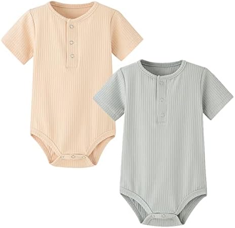 Cufyboy бебе момче/девојче каросерија едно парче кратко ракав солиден ромпер ребравим, облечена облека за новороденчиња, облека