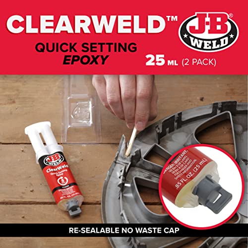 J-B Weld Clearweld 5 минути епоксид, чист, шприц, 2 пакет, 50112-2 & 8265S оригинален засилен епоксиден епоксид со ладно заварување-2 мл.