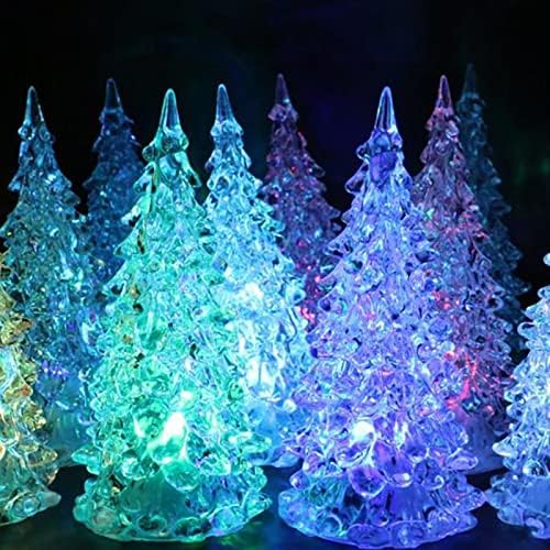 Hevirgo 1/2/3/5 ПЦС мини осветлена елка Шарена LED таблета акрилна ноќна светлина елка боја Промена на таблети осветлена за Божиќни украси дома
