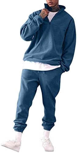 Летната тренерска јака во боја на машка мода домашна спортска облека солидни 2 парчиња дуксери, обични стоечки мажи костуми и
