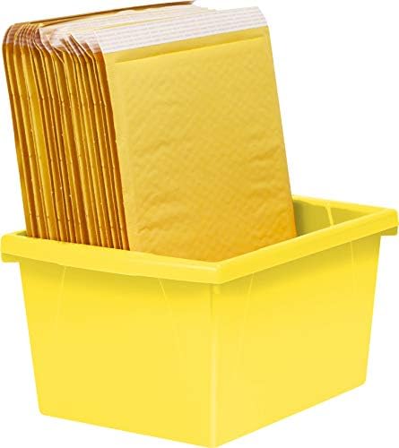 СТАРКС 4 галон за складирање-Организатор на пластична училница за книги и материјали, жолта, 1-пакет