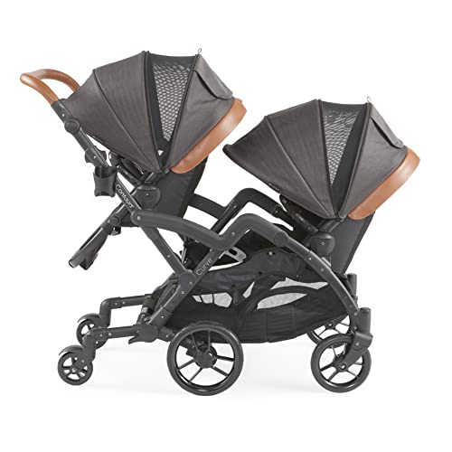 Contours Curve V2 Convertible Tandem Double Baby Stroller & Toddler шетач - 360 вртења, лесно ракување со рабници, отстранливи и реверзибилни