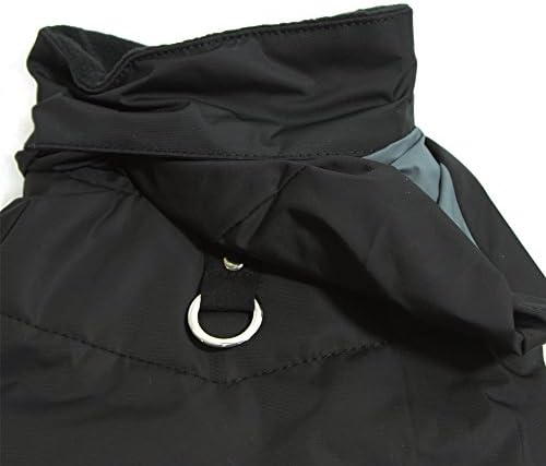 Gooby - ветерна парка, руно наречен џемпер од мантил од кучиња со јакна со обвивка и поводник прстен, црна, мала