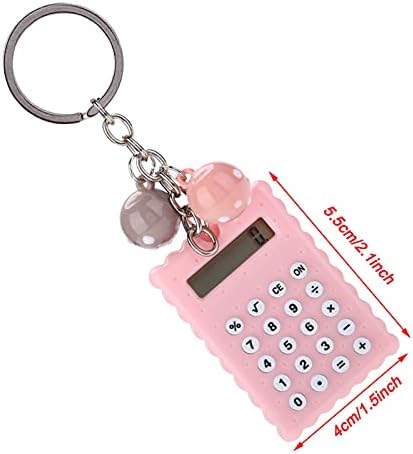 Мини преносен калкулатор, слатки калкулатор за клучеви во стилот на колачиња, калкулатор за бонбони во боја, калкулатор за џеб на студент