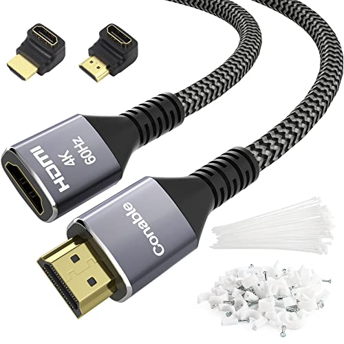 4к HDMI Продолжен Кабел 15 Стапки, HDMI 2.0 Плетенка Продолжувач Машки До Женски Кабел, Чист Бакар 3D 4k@60Hz 2160p 1080p HDR HDCP 2.2 ARC-15ft