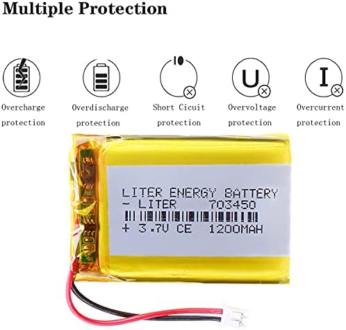 Liter EnergyBattery 3.7V LIPO батерија 1200mAh Полнење на литиум јонска полимер батерија 703450 литиум полимер јонска батерија со JST конектор