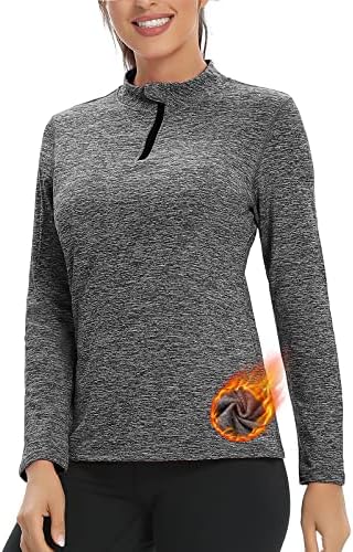WOWENY Жени Долги Ракави Трчање Кошула UPF50+ Четвртина Патент Пуловер За Жени Спортски Атетски Врвови