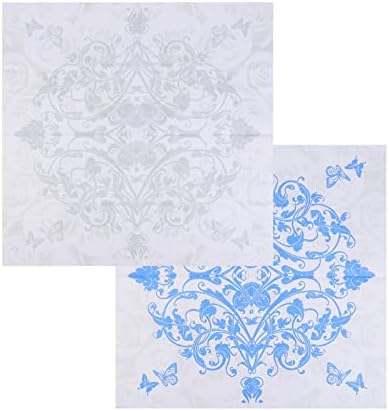 Веемон 6 парчиња крпи шема салфетка сини пеперутки коктел годишнина декорација плевела градина свадба хартија гроздобер печатени