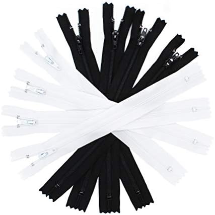 ZipperStop на големо - 50 парчиња ~ црна 25 и бела 25 ykk® 3 најлонски калем патенти алатки за шиење додатоци за облека 9 инчи направени