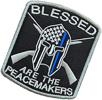 Благословени се мировничарите тенки сини линиски кациги, кука и јамка тактички морал, прицврстувач за прицврстувачи на воен везен лепенка 2
