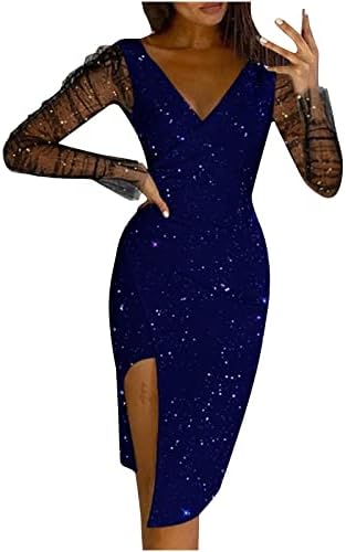 Амикадом женски ракав фустани фустани за враќање на фустанот за враќање на деколтето Спандекс секси решетки со молив со молив W1