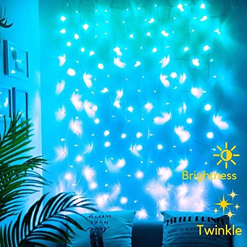 Beccobeat LED завеса за завеси за светла за спална соба осветлени завеси топла бела тиркизна чаша аква сина самовила плажа