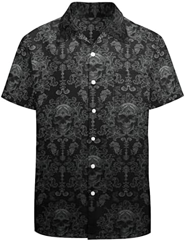 Кошула TNHU за мажи, копче надолу кошули со кратки ракави кошули печатени хавајски кошули