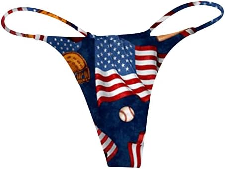 Секси долна облека за жени за жени во САД 4-ти јули Беспрекорни G-жици Патриотско американско знаме за печатење Нема шоу мек хипстер