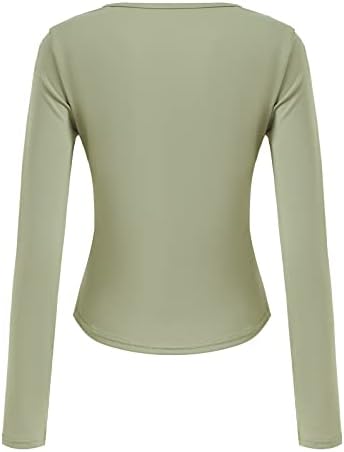 Women'sенски беспрекорен спортски кошула со долги ракави со пилиња - врвот на фитнесот за дишење