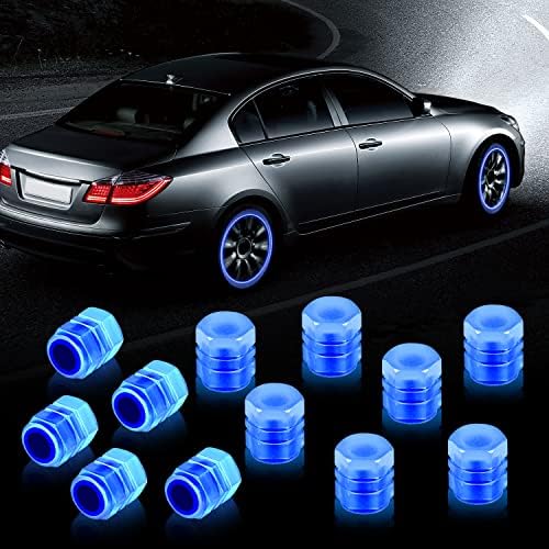 Luter 12pcs гуми вентил матични капачиња за автомобил, луминисцентни пластични вентили на матични капаци за гуми за докажување