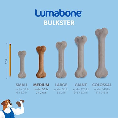 Lumabone Bulkster Turable Chew играчка за џвакање за агресивни џвакачи, вистинска сланина, направена во САД, медиум