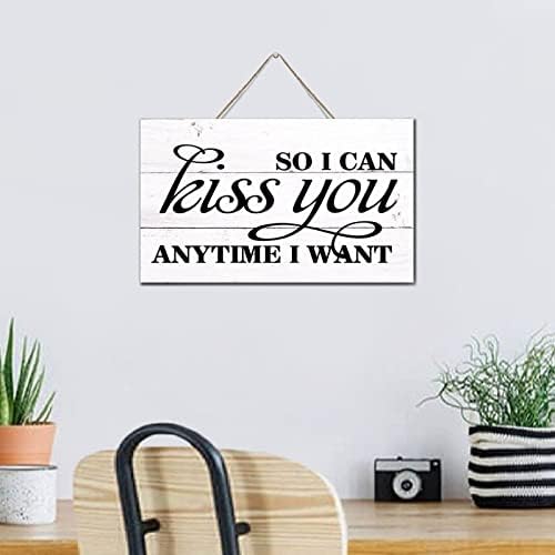 Autravelco за да можам да те бакнам во секое време, сакам wallидни декор потпишуваат инспиративни дрвени плакети знаци вертикална