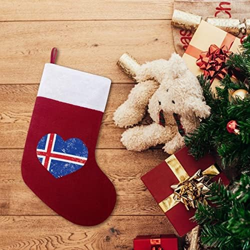 Исланд срце ретро знаме персонализирано Божиќно порибување дома Божиќно дрво камин виси украси