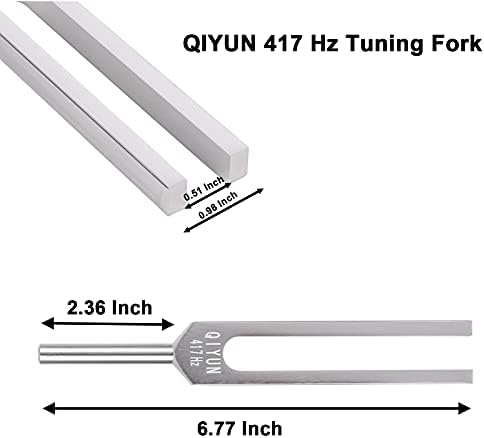 Вилушка за подесување на Qiyun, вилушка 417 Hz со силиконски чекан и крпа за чистење, професионален инструмент од алуминиумска легура