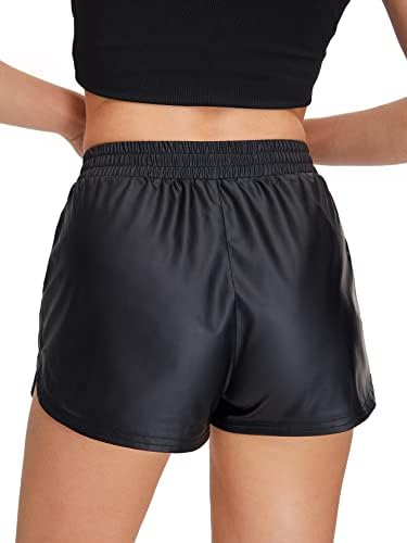 SweatyRocks женски метални шорцеви еластични половини сјајни панталони